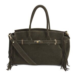 MARLON Made In Italy Suede Large Franges East West Tote
